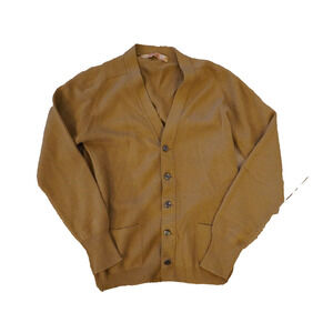 Vintage‎ Jaeger 100% Lambswool Tan Cardigan With Pockets Made in Scottland 38/ M